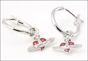 【Vivienne Westwood】ヴィヴィアンウエストウッド レディス アクセサリー ナノハートフープピアス レッド・シルバー
