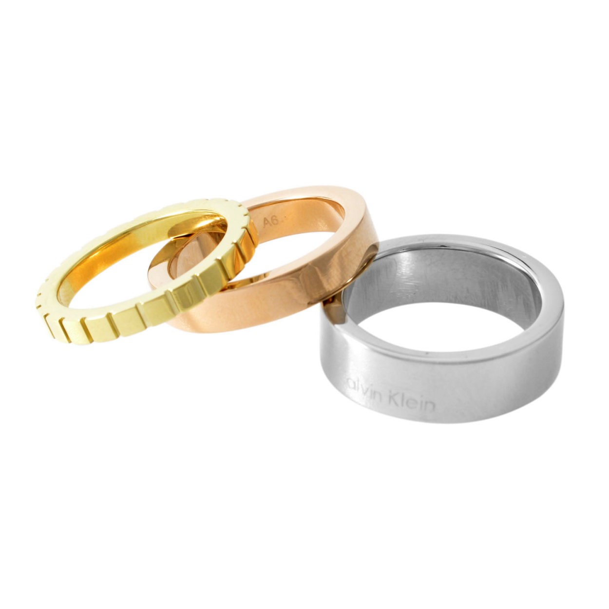 カルバンクライン Calvin Klein KJ5MDR300107 トリコロール 3連 リング 指輪 3本セット 7号 (日本サイズ13号相当) WONDER TRICO