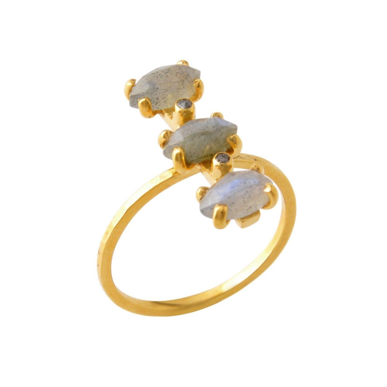 チャンルー CHAN LUU RGGF-1343 LAB 6.0  シャンパン ダイアモンド 0.03ct ラブラドライト付 リング 指輪 日本サイズ11.5号相当