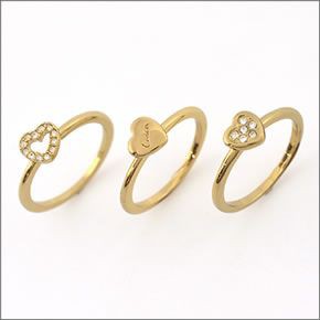 コーチ ≪取り寄せ商品≫ パヴェ ハート 3連リング/ リングセット　サイズ5　(日本サイズ9号） 95427 CHP/R/5