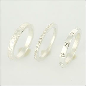 コーチ ≪取り寄せ商品≫ スターリング パヴェ 3連リング/ リングセット　サイズ5　(日本サイズ10号） 96281 SV/SV/R/5