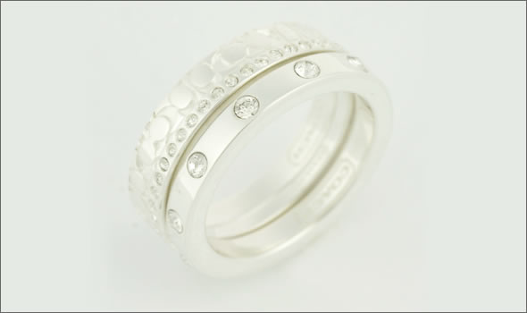 コーチ ≪取り寄せ商品≫ スターリング パヴェ 3連リング/ リングセット　サイズ5　(日本サイズ10号） 96281 SV/SV/R/5