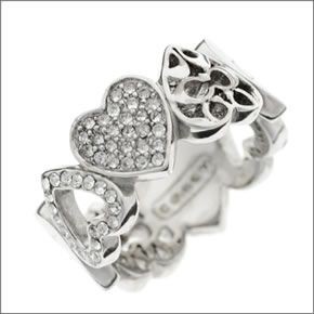 コーチ ≪取り寄せ商品≫ スターリング パヴェ ハート リング　サイズ8　(日本サイズ17号） 95400/SLV/R/8