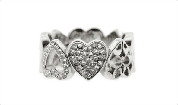 コーチ ≪取り寄せ商品≫ スターリング パヴェ ハート リング　サイズ8　(日本サイズ17号） 95400/SLV/R/8