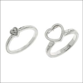 コーチ ≪取り寄せ商品≫ スターリング ハート クリスタル 2連リング/ リングセット　サイズ5　(日本サイズ9号） 96614/SVC65/R/5