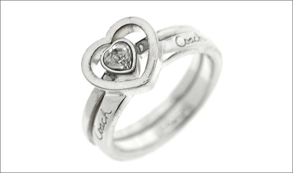 コーチ ≪取り寄せ商品≫ スターリング ハート クリスタル 2連リング/ リングセット　サイズ5　(日本サイズ9号） 96614/SVC65/R/5