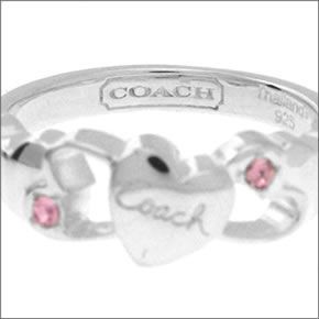 コーチ ≪取り寄せ商品≫ オープンハート クリスタル リング　サイズ4　(日本サイズ7号） 96712/SV/PK/R/4