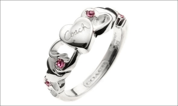 コーチ ≪取り寄せ商品≫ オープンハート クリスタル リング　サイズ4　(日本サイズ7号） 96712/SV/PK/R/4