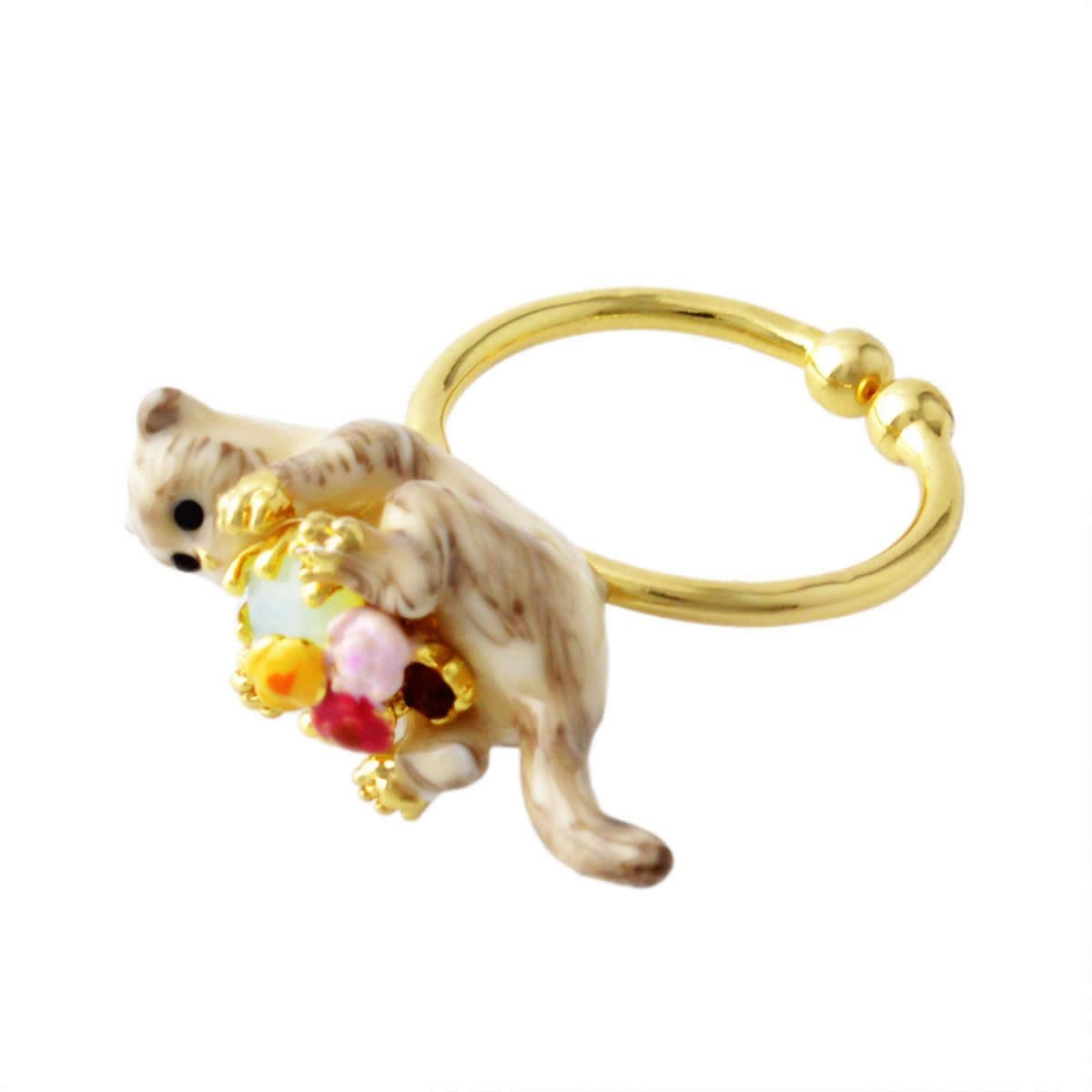 レネレイド Les Nereides AELA601/1 ネコモチーフ 猫 キャット リング 指輪 アジャスタブル  LOVES ANIMALS