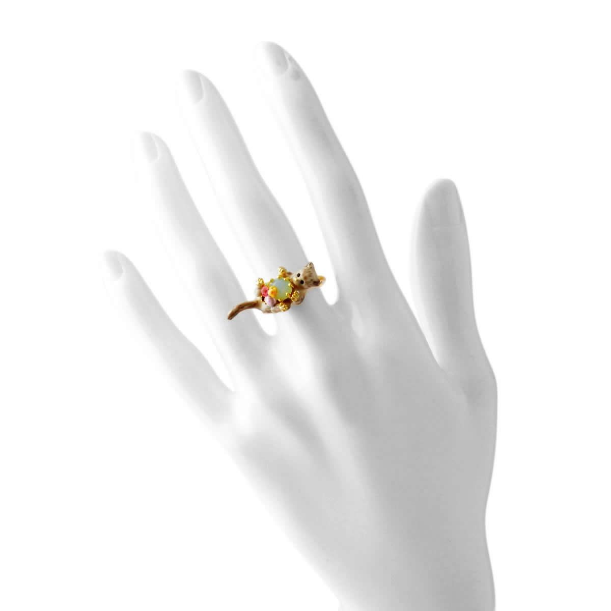 レネレイド Les Nereides AELA601/1 ネコモチーフ 猫 キャット リング 指輪 アジャスタブル  LOVES ANIMALS