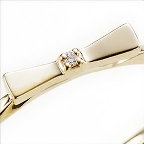 マレア リッチ  K10 リボンモチーフリング　ゴールド×ダイヤモンド　10号 10KJ-06