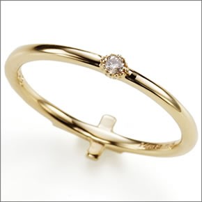 マレア リッチ  K10 クロスモチーフ・ダイヤ 2WAY ピンキーリング　ゴールド×ダイヤモンド 3号 10KJ-18