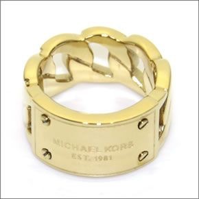 マイケルコース Gold Tone Curb Chain with Logo Plaque Ring ロゴプレート カーブチェーンリング サイズ6　（日本サイズ11.5号）  MKJ3736710/6
