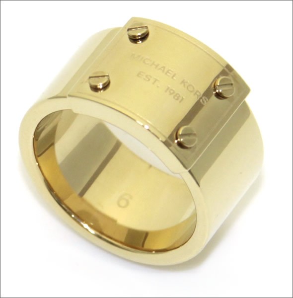 マイケルコース Gold Tone Logo Plaque Ring  ロゴプレート リング サイズ6　（日本サイズ11.5号）  MKJ2657710/6