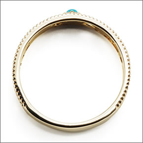 マレア リッチ Hawaiian series K10 ハワイアン ハイビスカスモチーフリング ゴールド×ターコイズ　10号 11KJ-02