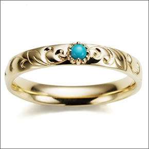 マレア リッチ Hawaiian series K10 ハワイアンモチーフ リング ゴールド×ターコイズ　10号 11KJ-05