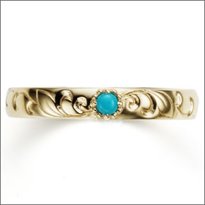 マレア リッチ Hawaiian series K10 ハワイアンモチーフ リング ゴールド×ターコイズ　10号 11KJ-05