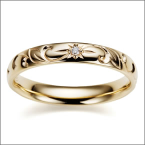 マレア リッチ Hawaiian series K10 ハワイアンモチーフ リング ゴールド×ダイヤモンド　10号 11KJ-06