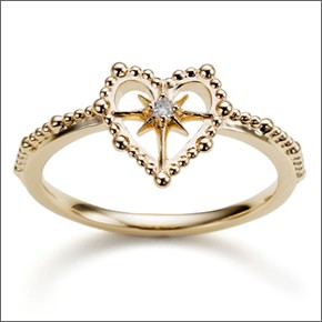 マレア リッチ Hawaiian series K10 ハワイアン ハートモチーフ リング ゴールド×ダイヤモンド　10号 11KJ-13