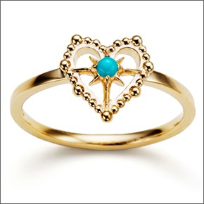 マレア リッチ Hawaiian series K10 ハワイアン ハートモチーフ リング ゴールド×ターコイズ　10号 11KJ-14