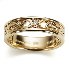 マレア リッチ Hawaiian series K10 ハワイアン ハイビスカスモチーフリング ゴールド×ダイヤモンド　10号 11KJ-03