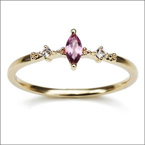 マレア リッチ  K10 ピンキーリング　ゴールド×ピンクトルマリン/ホワイトサファイア 3号 12KJ-01