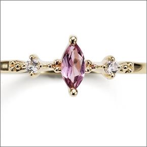 マレア リッチ  K10 ピンキーリング　ゴールド×ピンクトルマリン/ホワイトサファイア 3号 12KJ-01