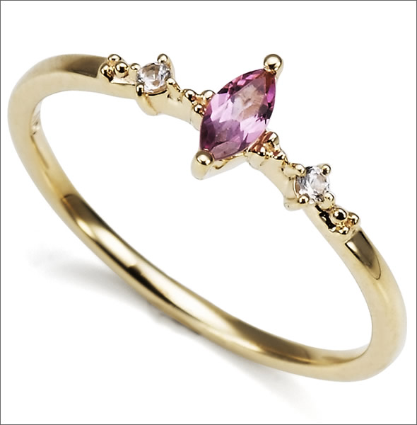 マレア リッチ  K10 ピンキーリング　ゴールド×ピンクトルマリン/ホワイトサファイア 3号 12KJ-01
