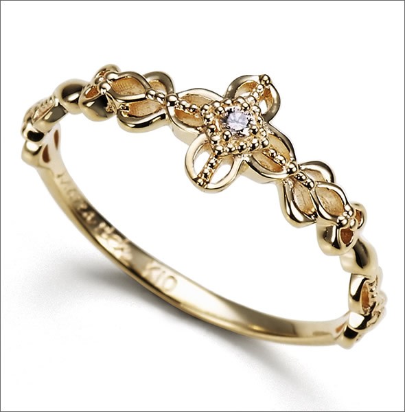 マレア リッチ  K10 ピンキーリング　ゴールド×ダイヤモンド 3号 12KJ-03