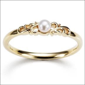マレア リッチ  K10 ピンキーリング　ゴールド×パール 3号 12KJ-04