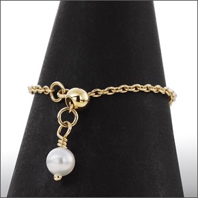 マレア リッチ  K10 ハートモチーフ チェーンリング ピンキーリング ゴールド×パール 3号 12KJ-05