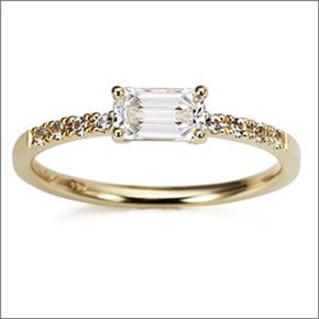 マレア リッチ  K10 ピンキーリング　ゴールド×ホワイトクォーツ/ホワイトサファイア 3号 12KJ-09