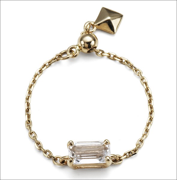 マレア リッチ  K10 チェーンリング ピンキーリング ゴールド×ホワイトクォーツ 3号 12KJ-10