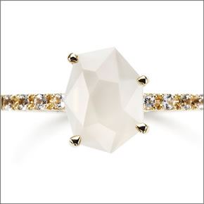 マレア リッチ  半貴シリーズ K10 リング ゴールド×ホワイトムーン/ホワイトサファイア 10号 12KJ-19