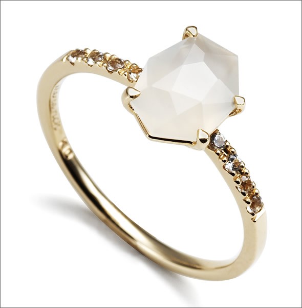 マレア リッチ  半貴シリーズ K10 リング ゴールド×ホワイトムーン/ホワイトサファイア 10号 12KJ-19