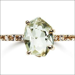 マレア リッチ  半貴シリーズ K10 リング ゴールド×グリーンアメジスト/ホワイトサファイア 10号 12KJ-21