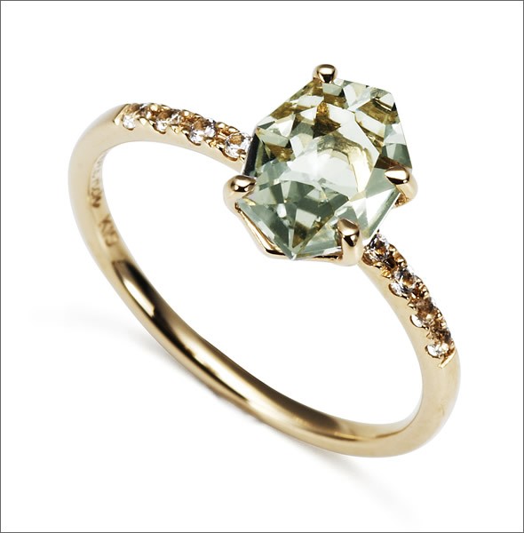 マレア リッチ  半貴シリーズ K10 リング ゴールド×グリーンアメジスト/ホワイトサファイア 10号 12KJ-21