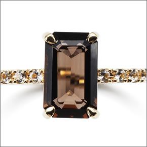 マレア リッチ  半貴シリーズ K10 リング ゴールド×スモーキークォーツ/ホワイトサファイア 10号 12KJ-25