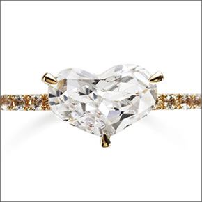 マレア リッチ  半貴シリーズ K10 ハートモチーフリング ゴールド×ホワイトクォーツ/ホワイトサファイア 10号 12KJ-27