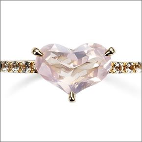 マレア リッチ  半貴シリーズ K10 ハートモチーフリング ゴールド×ローズクォーツ/ホワイトサファイア 10号 12KJ-29