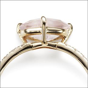 マレア リッチ  半貴シリーズ K10 ハートモチーフリング ゴールド×ローズクォーツ/ホワイトサファイア 10号 12KJ-29