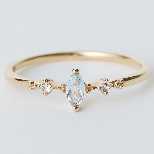 マレア リッチ Marea rich 12KJ-02 K10×ストーン ピンキーリング 指輪 Pinky Marquis Blue