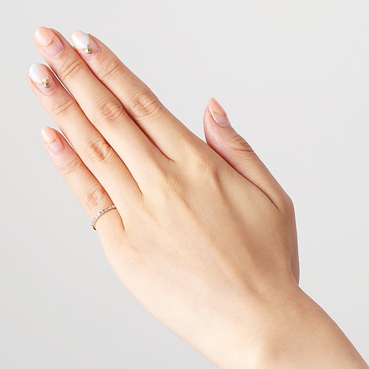 マレア リッチ Marea rich 12KJ-12 K10×ストーン ピンキーリング 指輪 Pinky Half Eternity Pink