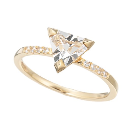 マレア リッチ Marea rich 13KJ-09A K10×ストーン トライアングル リング 指輪 10号 Natural Triangle White Ring