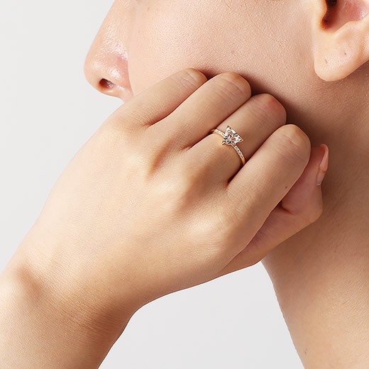 マレア リッチ Marea rich 13KJ-09A K10×ストーン トライアングル リング 指輪 10号 Natural Triangle White Ring