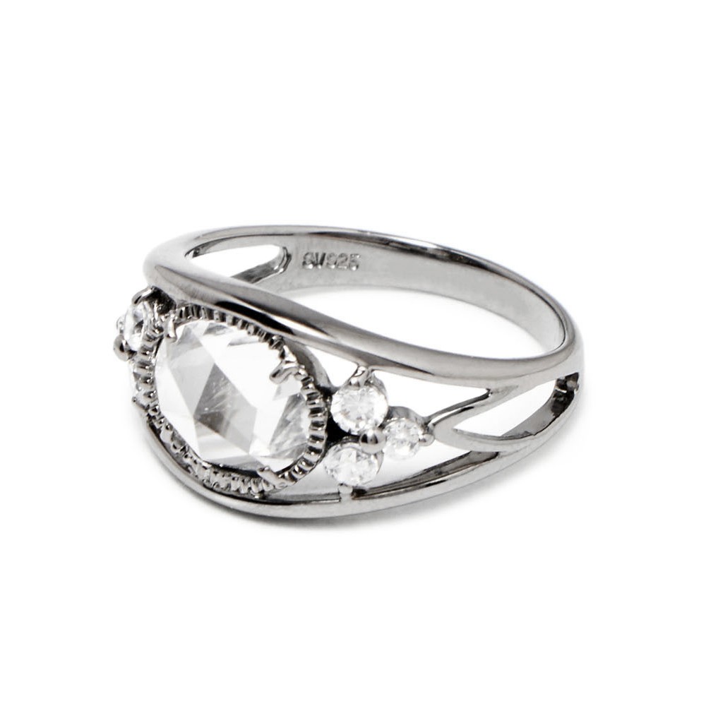 プリマローザ PRIMA ROSA C3 リング #13 ローズカットクォーツ×キュービックジルコニア アンティーク調 指輪 13号