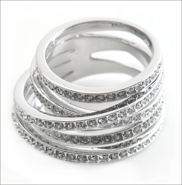 スワロフスキー Spiral スパイラル 4連 クリスタル・パヴェ リング 指輪 サイズ52（日本サイズ11号） 1156304