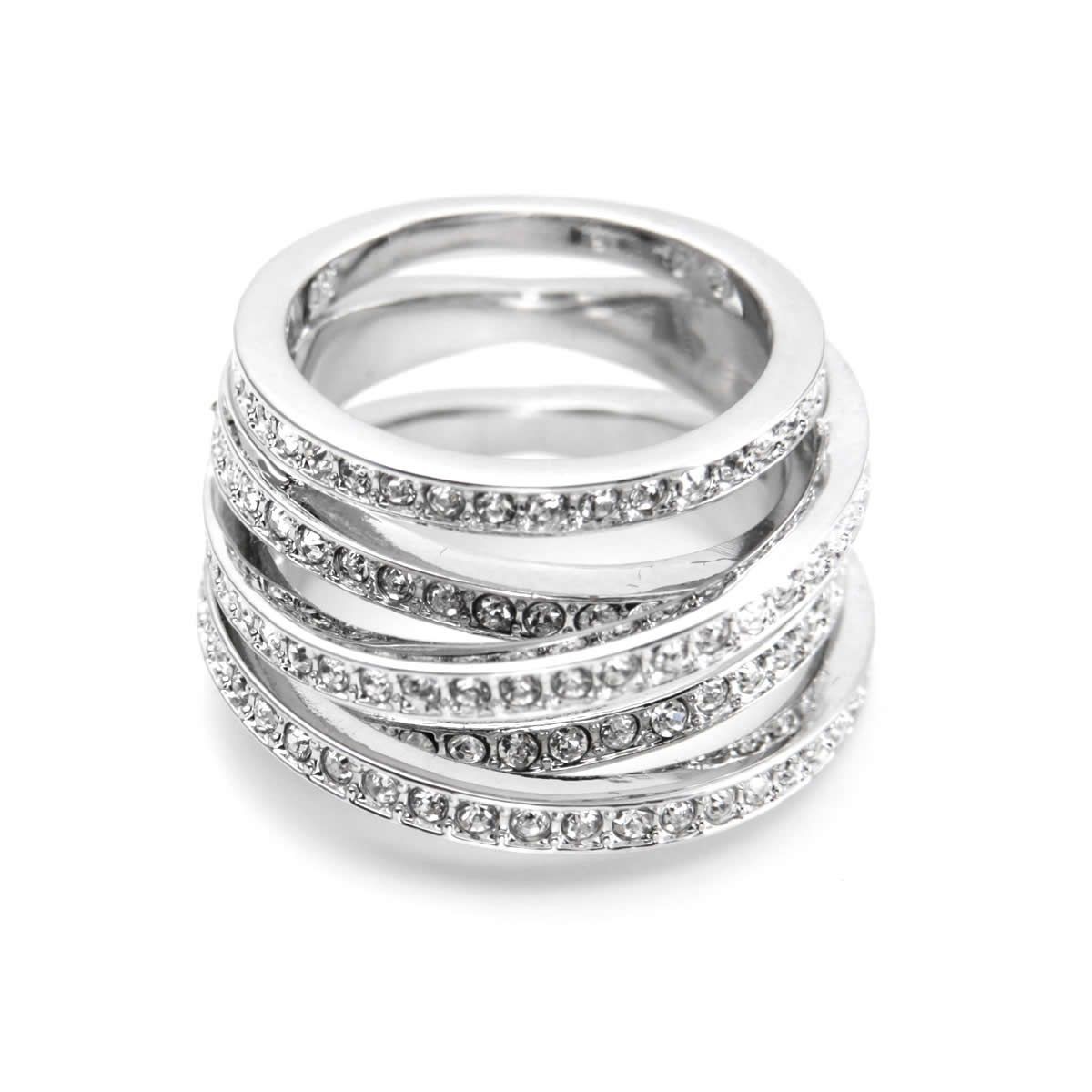 スワロフスキー SWAROVSKI 5184536 Spiral 4連 クリスタルパヴェ リング 指輪 サイズ50（日本サイズ9号）