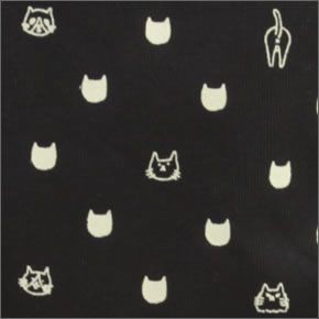 アネロ CAT・DOT☆猫シリーズ☆ 魚の骨チャーム付♪手書き風ネコプリント＆ねこどっと柄がキュートなリュックサック デイバッグ ブラック×オフホワイト AJ-43201 BK