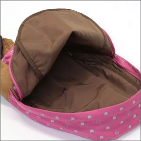 アネロ CAT・DOT☆猫シリーズ☆ 魚の骨チャーム付♪手書き風ネコプリント＆ねこどっと柄がキュートなスウェット素材のリュックサック ショッキングピンク×グレー AJ-43201-SPI